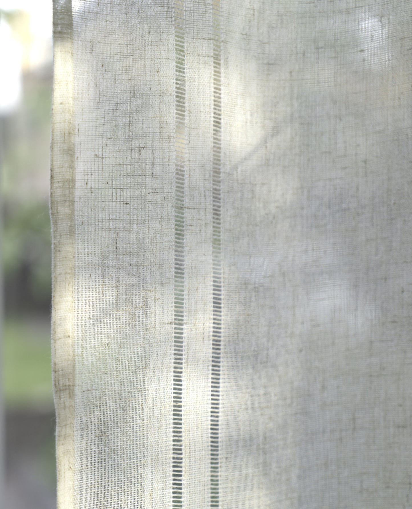 Calm Ladder Stitch Natural Linen Look Voile Panel