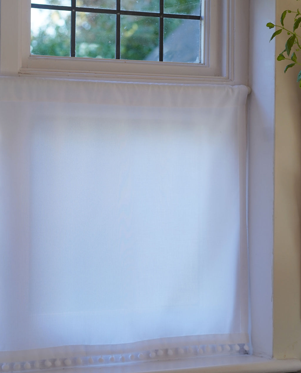 Malvern Slot Top Pom Pom Cafe Curtain